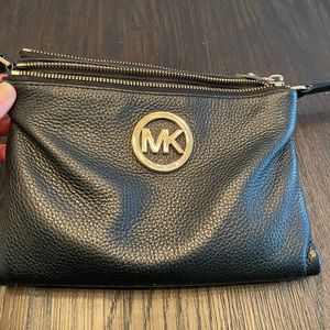 Michael Kors black crossbody dual zipper purse